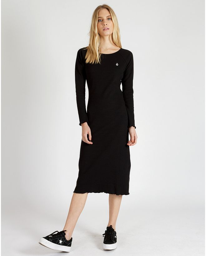 vestido volcom manga longa